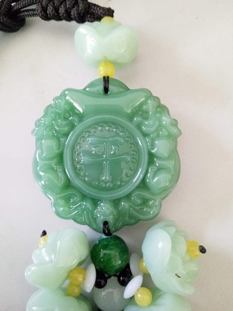 FengShuiGe Chinese Traditional Style Green Crystal Hanging Decoration House Door Window Charm Hanging Pendant Amulet Pray for Luck Safety (Lucky and safe) - Image 3