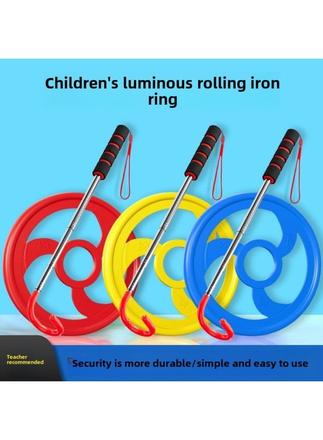Iron Ring Rolling Iron Ring Push Iron Ring Children's Primary School Kindergarten Iron Ring Hand Push Bold Round 80 Nostalgic Toys-Specifications:23cm Blue Plastic Rolling Hoop ❤  - Image 2