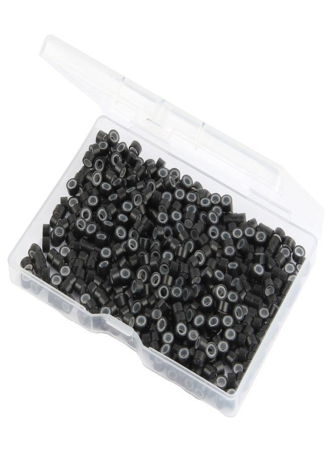 FeiHong 500Pcs MicroLink Beads for Hair Extensions, Micro Link Rings 5mm Silicone Lined Beads for I Tip Hair Extension Tool (Black) - Image 1