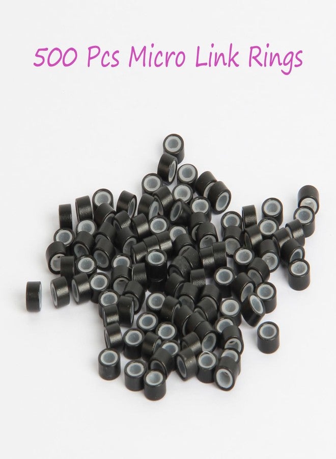 FeiHong 500Pcs MicroLink Beads for Hair Extensions, Micro Link Rings 5mm Silicone Lined Beads for I Tip Hair Extension Tool (Black) - Image 3