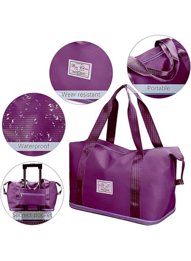 Large Capacity Folding Travel Bag, Waterproof Lightweight Gym Bag with Wet and Dry Separation Bag, for Travel, Sports, Gym Bags - Image 5