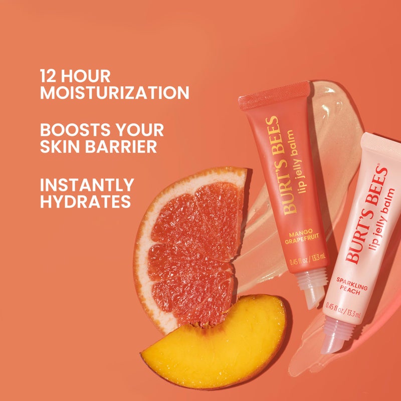 Burt's Bees Burtâ€™s Bees Mango Grapefruit Lip Jelly Balm, With Hyaluronic Acid and Squalane Moisturizer To Instantly Hydrate Lips, Lip Gloss With Responsibly Sourced Beeswax, Tint-Free, Lip Treatment, 0.45 oz. - Image 2