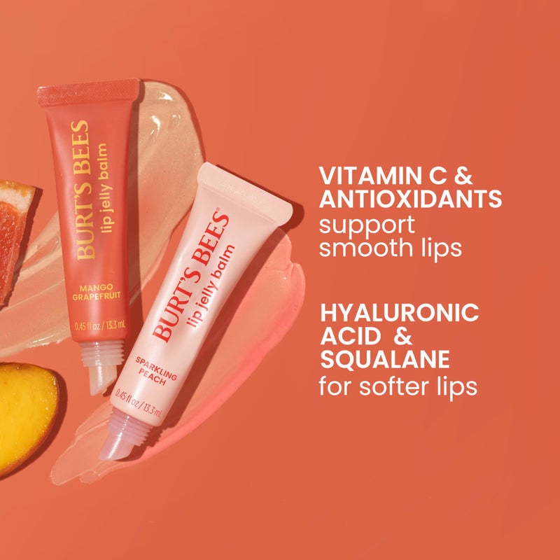 Burt's Bees Burtâ€™s Bees Mango Grapefruit Lip Jelly Balm, With Hyaluronic Acid and Squalane Moisturizer To Instantly Hydrate Lips, Lip Gloss With Responsibly Sourced Beeswax, Tint-Free, Lip Treatment, 0.45 oz. - Image 3