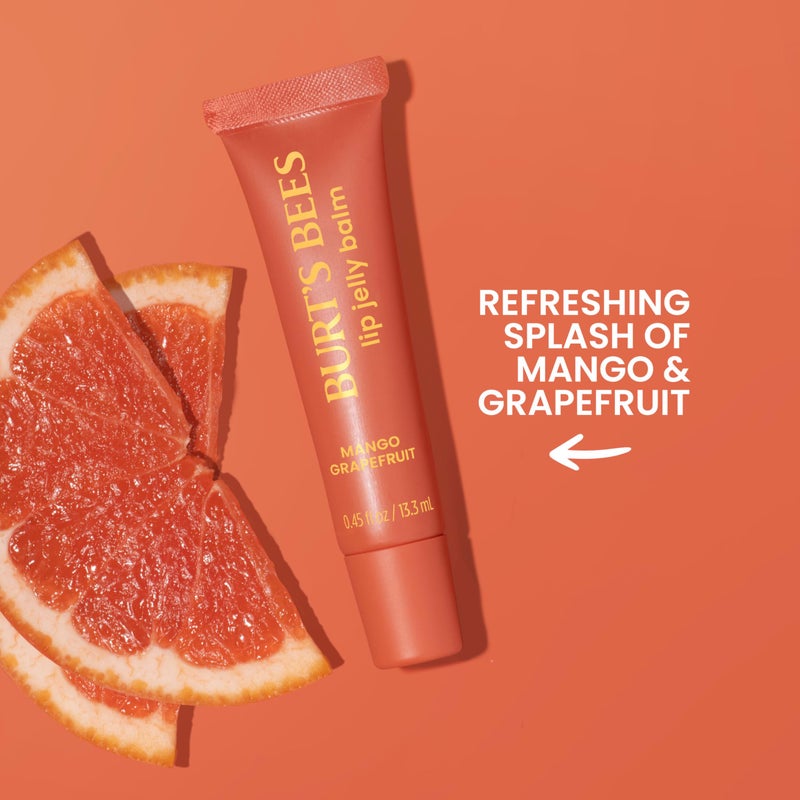 Burt's Bees Burtâ€™s Bees Mango Grapefruit Lip Jelly Balm, With Hyaluronic Acid and Squalane Moisturizer To Instantly Hydrate Lips, Lip Gloss With Responsibly Sourced Beeswax, Tint-Free, Lip Treatment, 0.45 oz. - Image 5