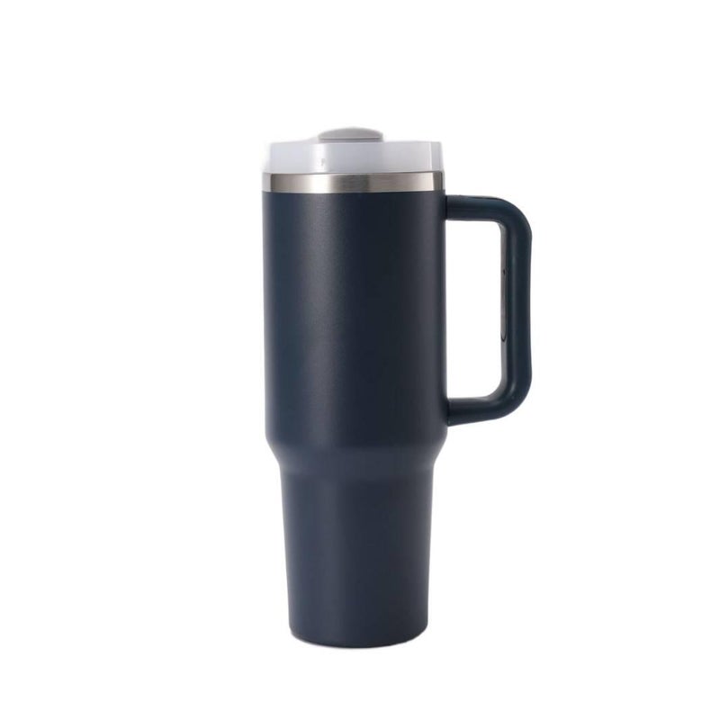 40 oz Stainless Steel Coffee Mug with Straw Top - Image 1