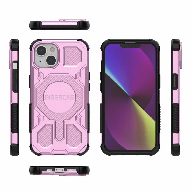 BIBERCAS For Iphone 13 / 14 Real Color Series Magsafe Shockproof Phone Case(Pink) - Image 2