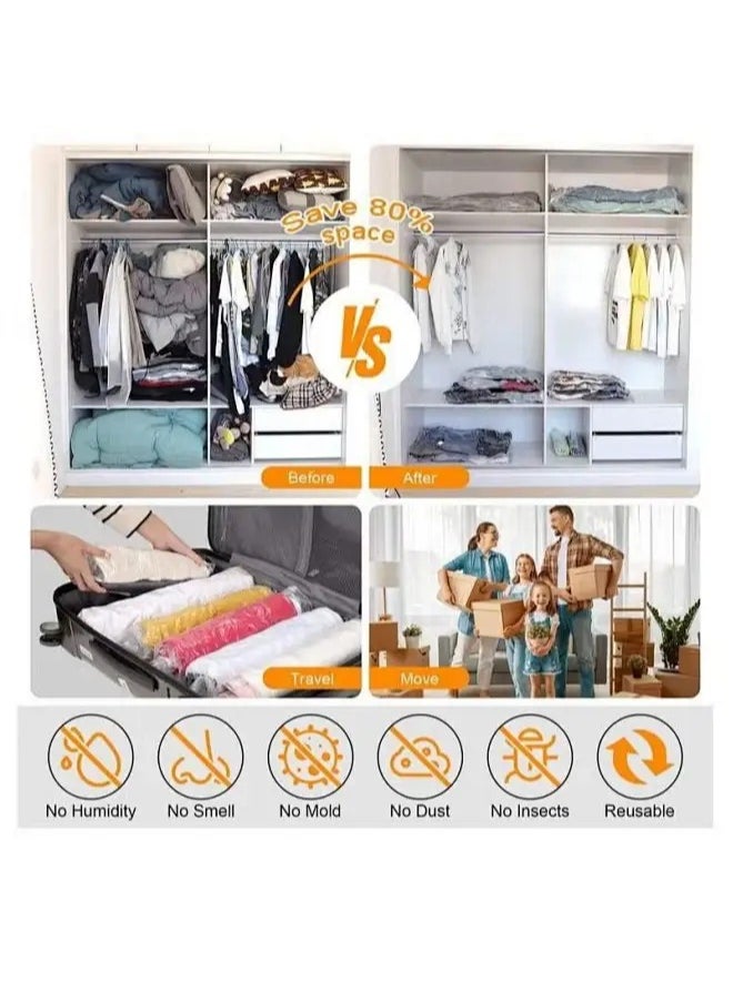 Snooe - 10 Piece Set Premium Vacuum Storage Bags with Electric Pump,Reusable Vacuum Compression Bags Space Saving Bag for Clothes Mattress Blanket Duvets Pillows - Image 1
