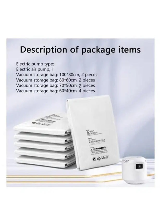 Snooe - 10 Piece Set Premium Vacuum Storage Bags with Electric Pump,Reusable Vacuum Compression Bags Space Saving Bag for Clothes Mattress Blanket Duvets Pillows - Image 1