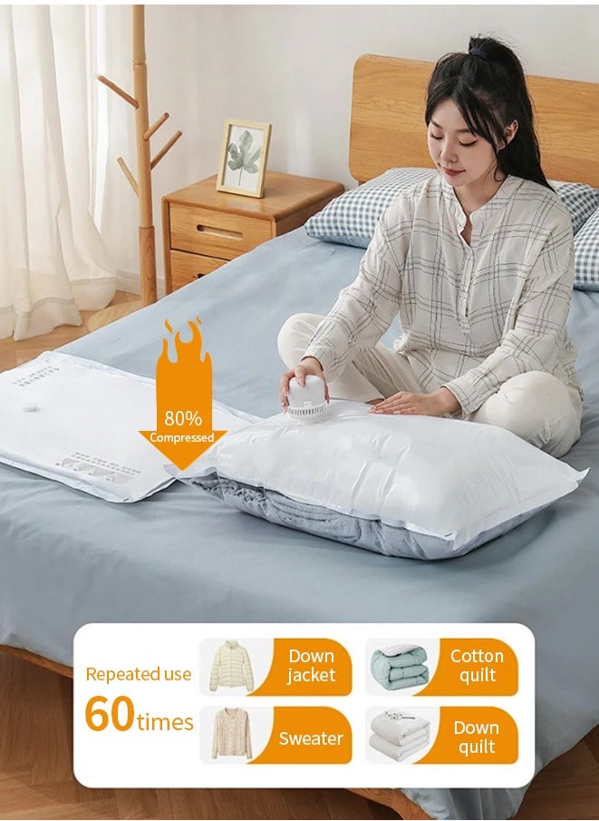 Snooe - 10 Piece Set Premium Vacuum Storage Bags with Electric Pump,Reusable Vacuum Compression Bags Space Saving Bag for Clothes Mattress Blanket Duvets Pillows - Image 1