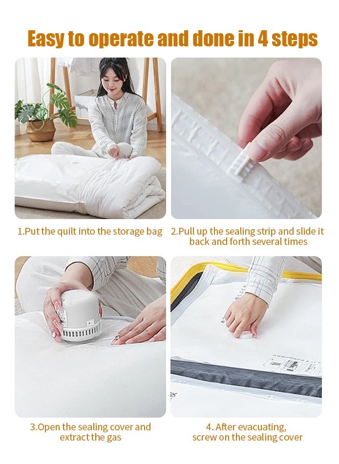 Snooe - 10 Piece Set Premium Vacuum Storage Bags with Electric Pump,Reusable Vacuum Compression Bags Space Saving Bag for Clothes Mattress Blanket Duvets Pillows - Image 1