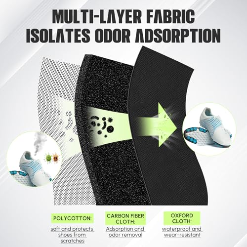 Leinuosen 4 Pcs Smell Proof Cleat Bag for Sport Odor Water Resistant Soccer Football Baseball Golf Shoe Bag with Active Carbon Fabric for Gym Travel Fits up to Us Size 14 Black - Image 3