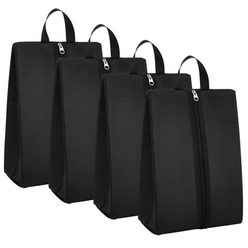 Leinuosen 4 Pcs Smell Proof Cleat Bag for Sport Odor Water Resistant Soccer Football Baseball Golf Shoe Bag with Active Carbon Fabric for Gym Travel Fits up to Us Size 14 Black - Image 1