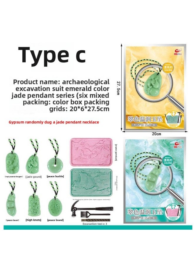 Archaeological Jade Set Science And Education Toys Children's Handmade DIY Treasure Hunt Ancient Jade Gem Necklace Archaeological Digging Toys-Color:Dinosaur Skeleton 4 Tools Goggles [portable Gift Box] Contains 1 Random Skeleton  - Image 5