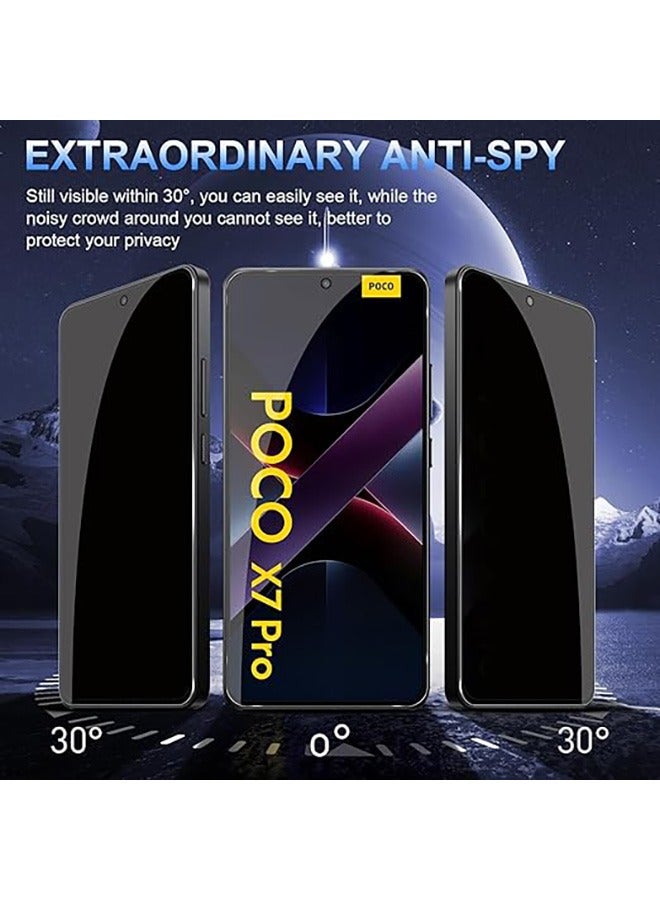 2 Pcs Xiaomi Poco X7 Pro 5G Privacy Screen Protector, 9H Tempered Glass Screen Protector for Xiaomi Poco X7 Pro 5G, Full Coverage Bubble-Free Tempered Film, Anti-Scratch Film (Anti-Spy Tempered Glass) - Image 4
