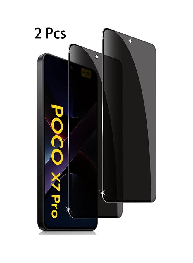 2 Pcs Xiaomi Poco X7 Pro 5G Privacy Screen Protector, 9H Tempered Glass Screen Protector for Xiaomi Poco X7 Pro 5G, Full Coverage Bubble-Free Tempered Film, Anti-Scratch Film (Anti-Spy Tempered Glass) - Image 1