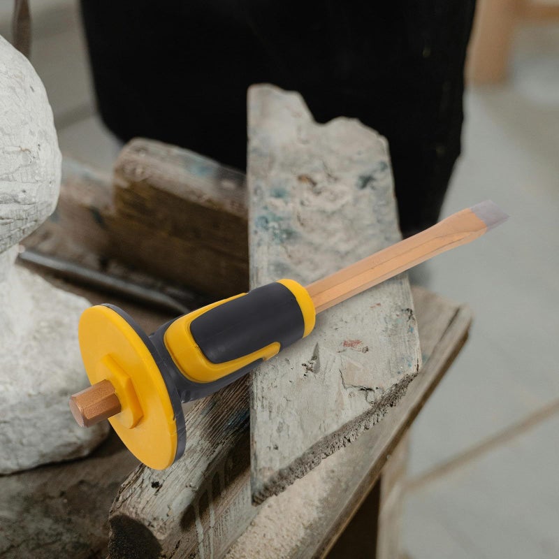 Tungsten Steel Heavy Duty Masonry Chisel 300mm with Hand Guard Concrete Demolition Stone Carving - Image 3