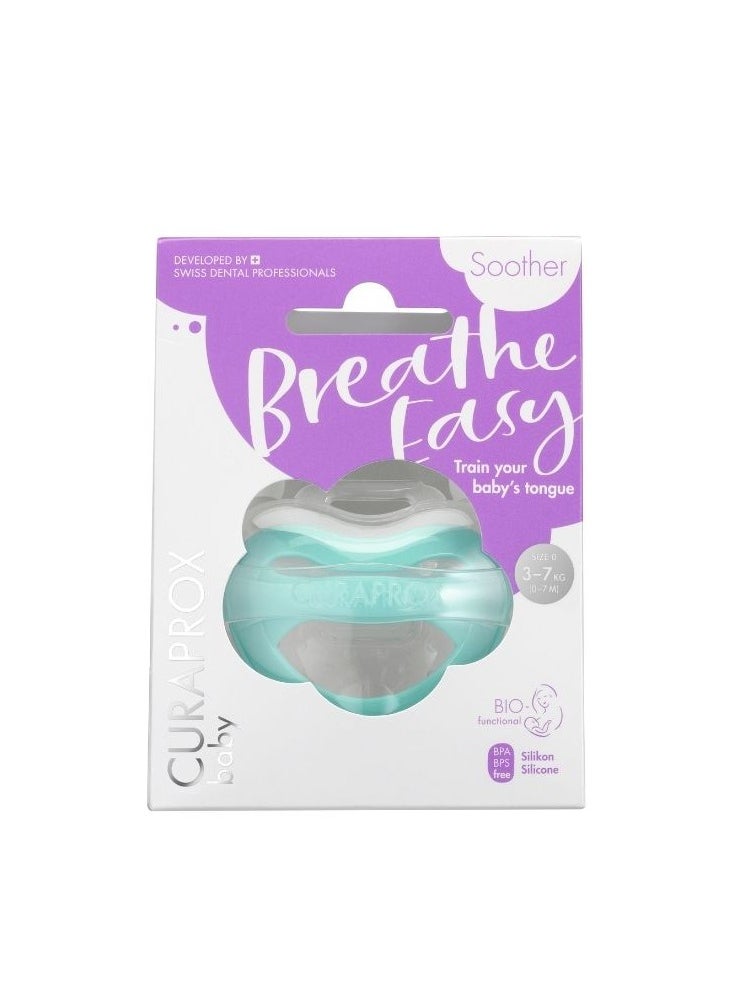 CURAPROX - Curaprox Baby Pacifier. Turquoise Pacifier with storage box, size 0; 3 to 7kg or 0-7 months, Pacifier, Soother, Turquoise, 1 pc. - Image 1