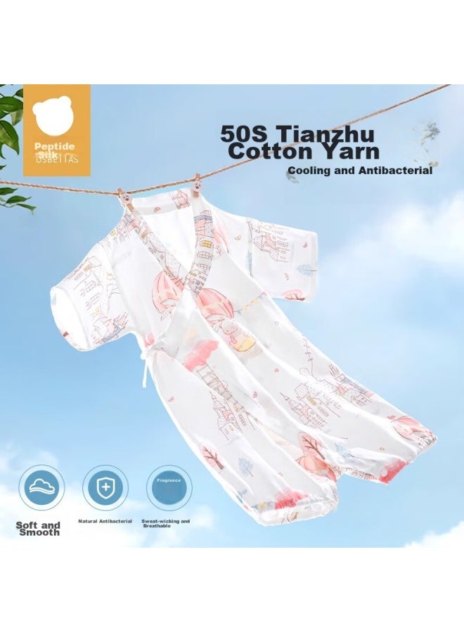 Beptides Beipesi Baby Clothes, Summer Onesie, Short-sleeve Bamboo Cotton Gauze, Newborn Infant Romper, Sleepwear, Hai Zhi 90 - Image 1