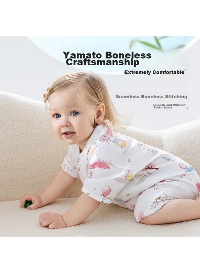 Beptides Beipesi Baby Clothes, Summer Onesie, Short-sleeve Bamboo Cotton Gauze, Newborn Infant Romper, Sleepwear, Hai Zhi 90 - Image 4