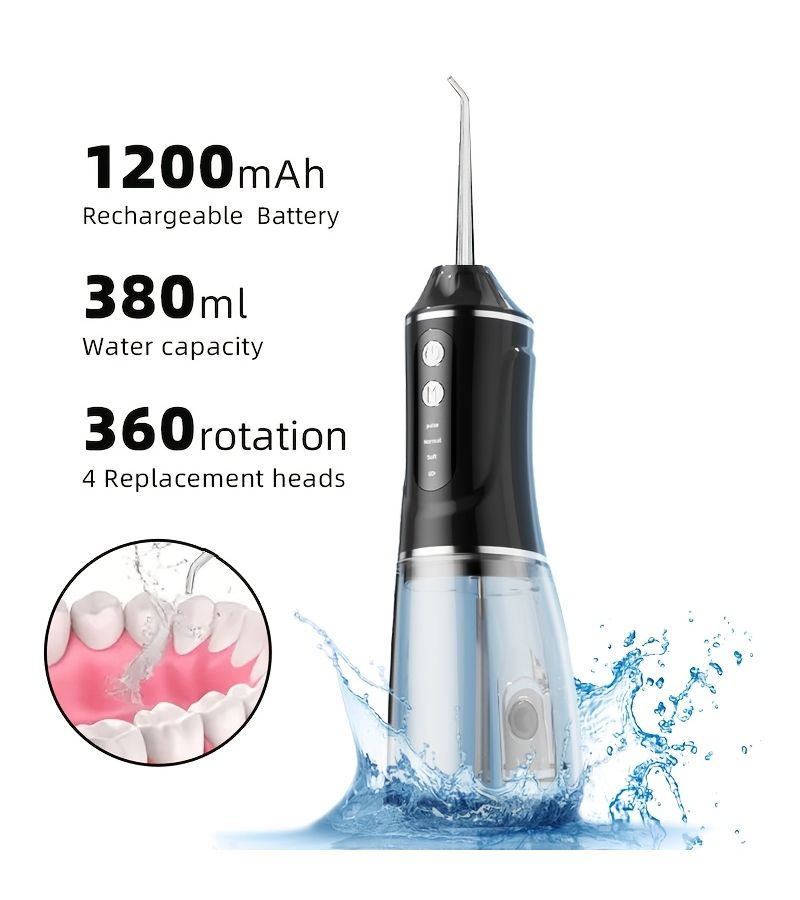 Blue Detachable Nozzles Electric Water Flosser Oral Cleaner USB Rechargeable - Image 2