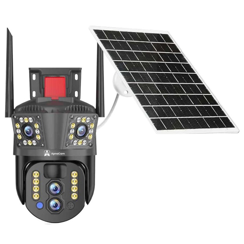 ApnaCam 12MP 3 Lens 4G Solar Powered Security Camera | Dual Solar Panel | 4 Channel Outdoor CCTV | 128GB Storage | Night Vision, Motion Detection & Two-Way Audio | Waterproof Wireless Camera - Image 4