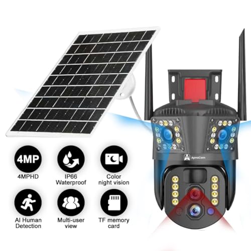ApnaCam 12MP 3 Lens 4G Solar Powered Security Camera | Dual Solar Panel | 4 Channel Outdoor CCTV | 128GB Storage | Night Vision, Motion Detection & Two-Way Audio | Waterproof Wireless Camera - Image 2