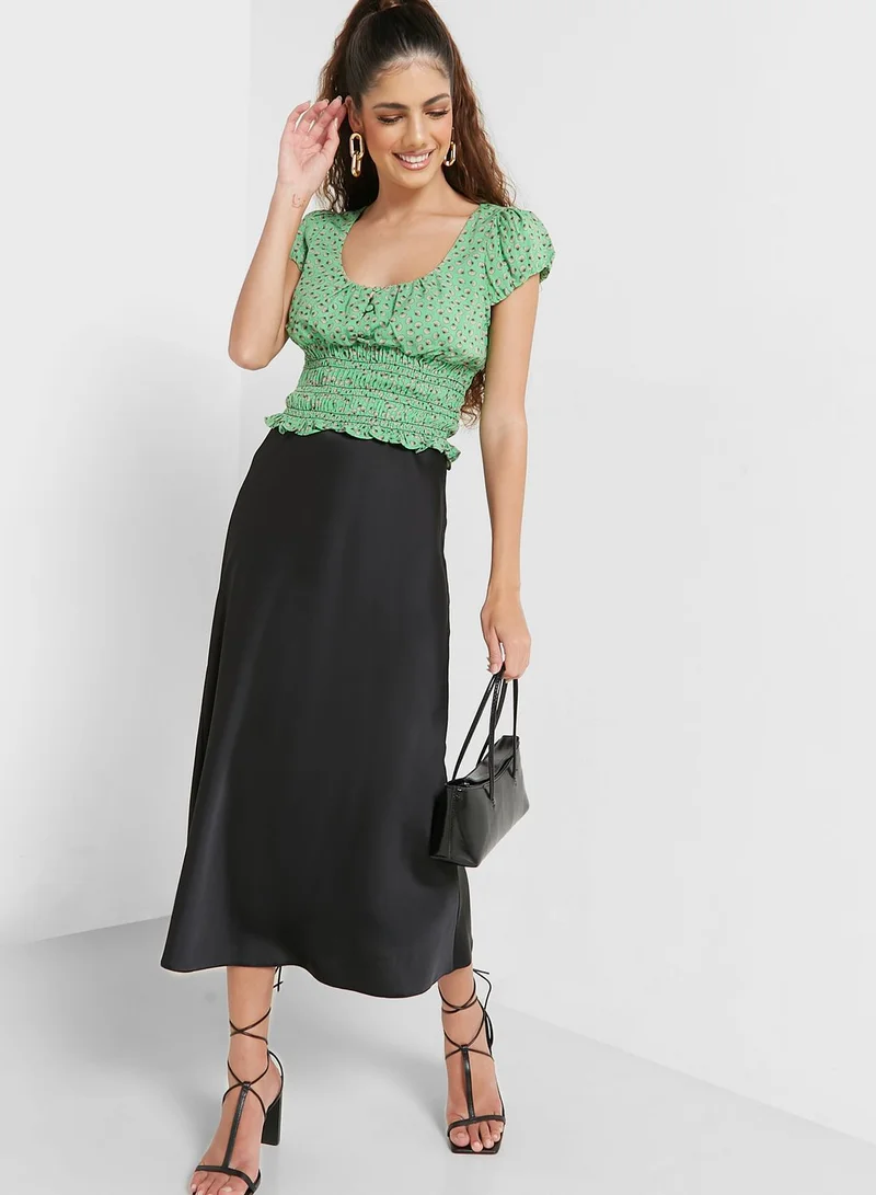 TOPSHOP Floral Print Shirred Top