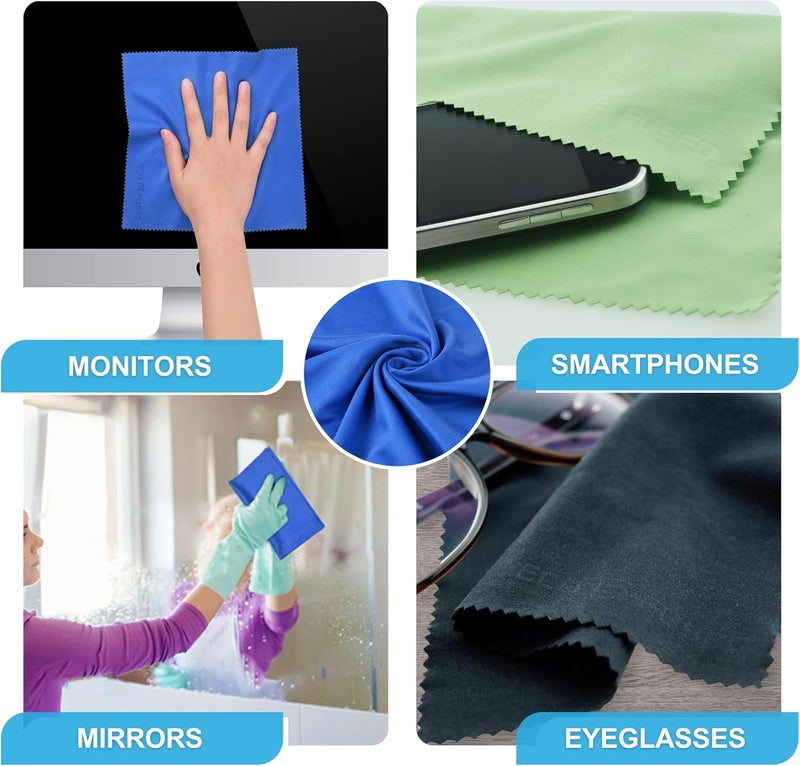 ECO-FUSED Daily use improved quality Microfiber Cleaning Cloth - 8 x 8 Inch Microfiber Cloth - Pack of 5 Lens Cleaning Wipes - Cleaning Cloth for Glasses, Eyeglasses, Camera Lens & Phones Smooth joint - Image 5