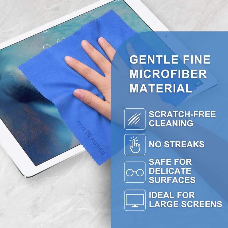 ECO-FUSED Daily use improved quality Microfiber Cleaning Cloth - 8 x 8 Inch Microfiber Cloth - Pack of 5 Lens Cleaning Wipes - Cleaning Cloth for Glasses, Eyeglasses, Camera Lens & Phones Smooth joint - Image 3