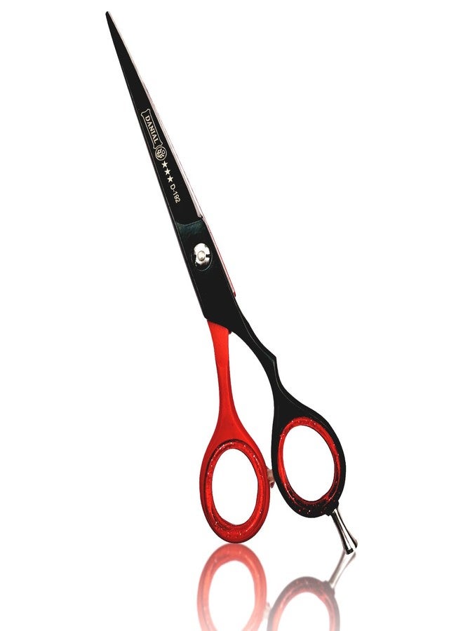 DANIAL Razor Edge Cut Hair Cutting Scissors - Professional Barber Scissors for Men and Women - High Carbon Stainless Steel 6.5 INCH (Red-Black) - Image 1