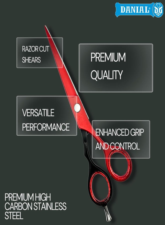 DANIAL Razor Edge Cut Hair Cutting Scissors - Professional Barber Scissors for Men and Women - High Carbon Stainless Steel 6.5 INCH (Red-Black) - Image 5