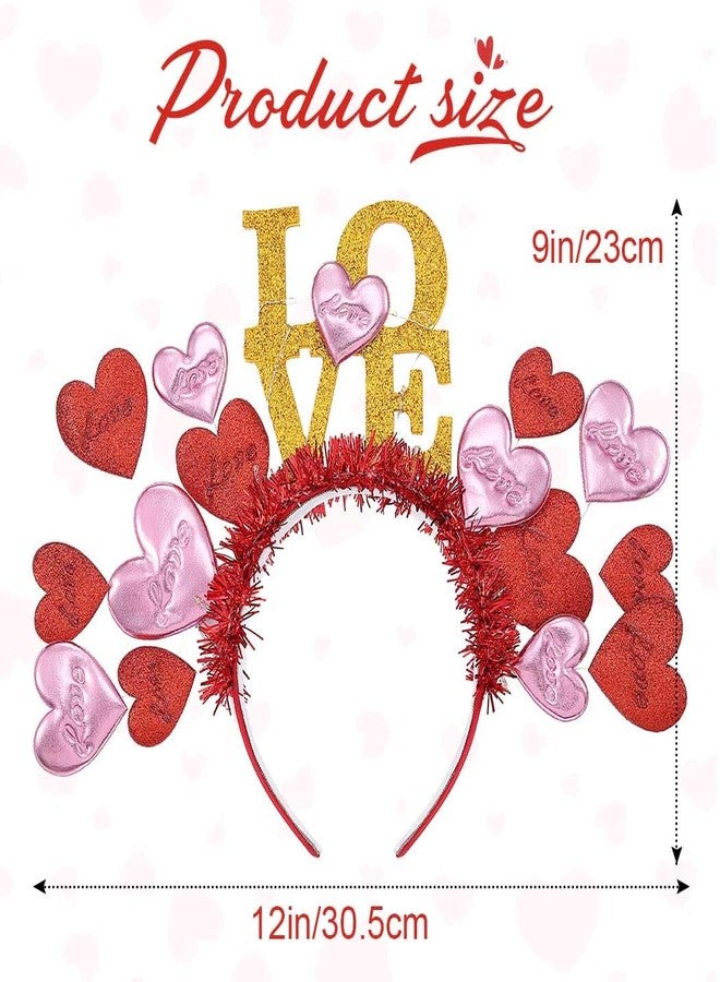 REETAN Light Up Valentine's Day Headband Red Heart LED Headbands Rave Hair Accessories for Women - Image 2
