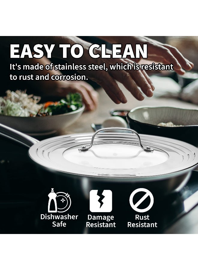 Sterline Universal Lids Set with Tempered Glass Top - Fits 5-12 Inch Pots, Pan, and Skillets - Set of 2, Large and Small, Stainless Steel Replacement Pot Lid for Kitchen Organizing, Space Saving - Image 5