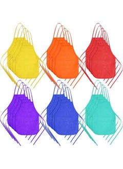 Yahenda 60 Pack Kids Painting Aprons Children Artists Fabric Aprons Paint Apron Art Craft Aprons Disposable Child Apron(Red Orange Yellow Green Blue And Purple)  - Image 2