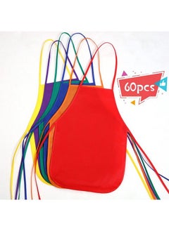 Yahenda 60 Pack Kids Painting Aprons Children Artists Fabric Aprons Paint Apron Art Craft Aprons Disposable Child Apron(Red Orange Yellow Green Blue And Purple)  - Image 3
