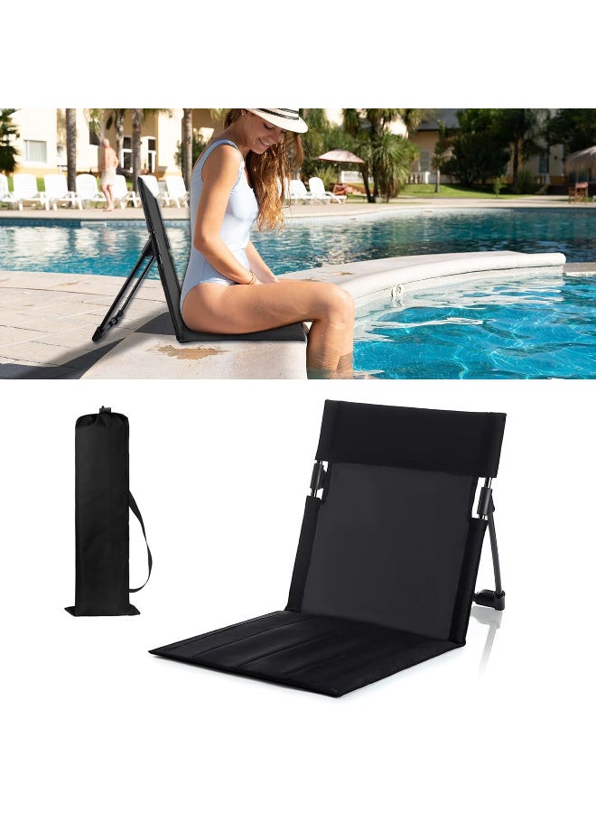 HI-FINE Foldable Seat for Poolside Chairs, Portable Outdoor Poolside Chairs for Edge of Pool, Beach Chair, SwimmingPool Accessories, Pool Seats for Edge,Beach Camping Picnic Lawn Accessories-Black - Image 1
