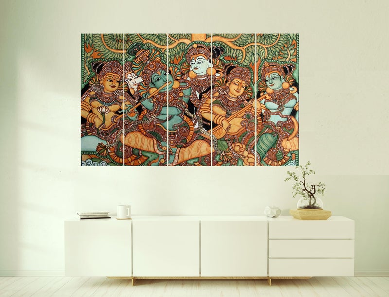 CN RETAILS Kerela Mural art wall Painting For living room, office wall Hanging Decoration Painting (60inch x 36inch, Big size, Multicolour) cn_3660_nn_03_01 - Image 1