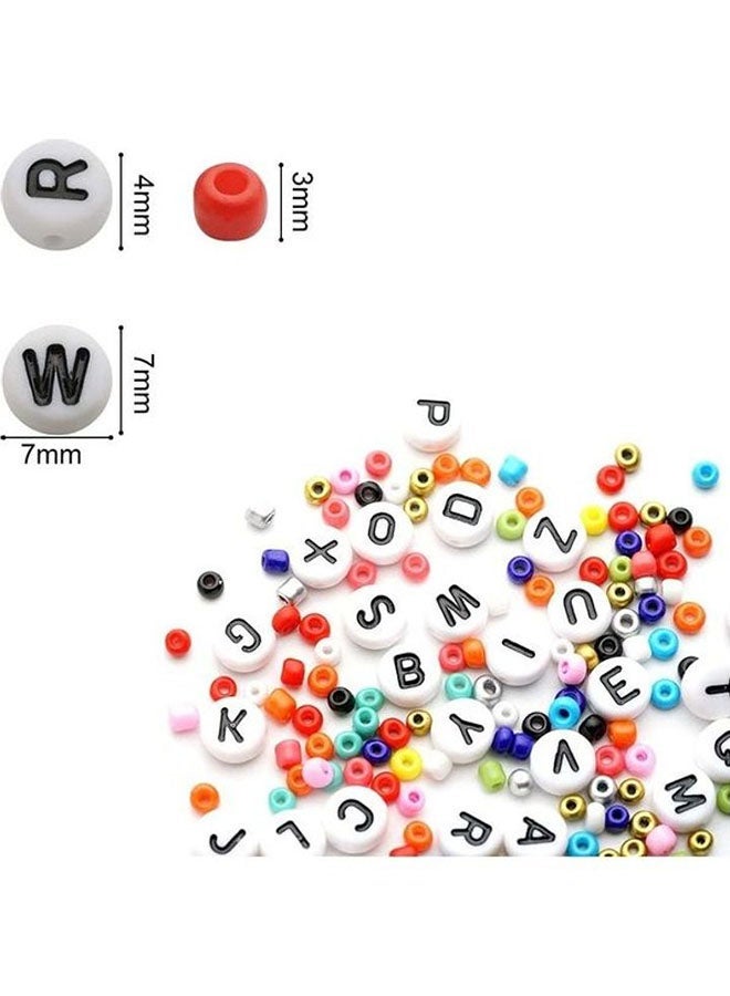 10000-Piece Small Colourful Gemstone Bracelet Beads With A-Z Alphabet Letter DIY Bead Making Kit Rope 7.8 x 5.2 0.9inch  - Image 3
