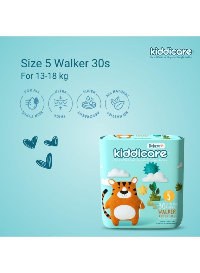 Kiddicare Deluxe Premium Baby Nappy Walker Diaper Nappy Size 5 13-18 Kg Ultra Fast High Absorbency 30 Pcs - Image 4