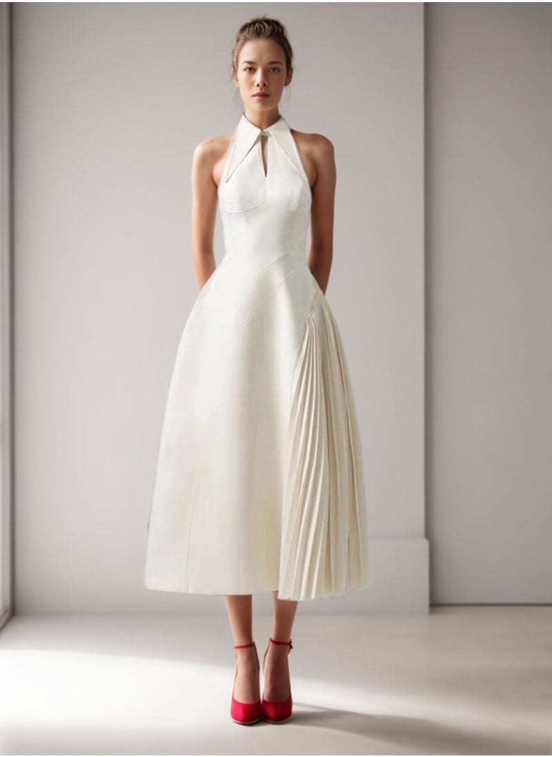 Madam Uniq Halter Pleated Midi Dress  - Image 1