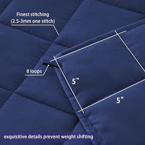 yescool Weighted Blanket for Adults (20 lbs, 60” x 80”, Blue) Cooling Heavy Blanket for Sleeping Perfect for 190-210 lbs, Queen Size Breathable Blanket with Premium Glass Bead, Machine Washable - Image 4