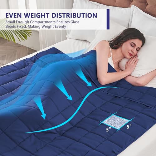yescool Weighted Blanket for Adults (20 lbs, 60” x 80”, Blue) Cooling Heavy Blanket for Sleeping Perfect for 190-210 lbs, Queen Size Breathable Blanket with Premium Glass Bead, Machine Washable - Image 3