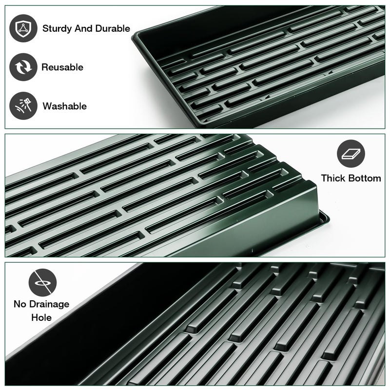 RooTrimmer 10 Pack 1020 Trays No Holes-Reusable Nursery Flats for 50/72 Cell Plug Tray, Heavy Duty Seed Starter Trays for Transplant, Seed Starting, Plant Propagation & Seed Germination (Dark Green) - Image 2