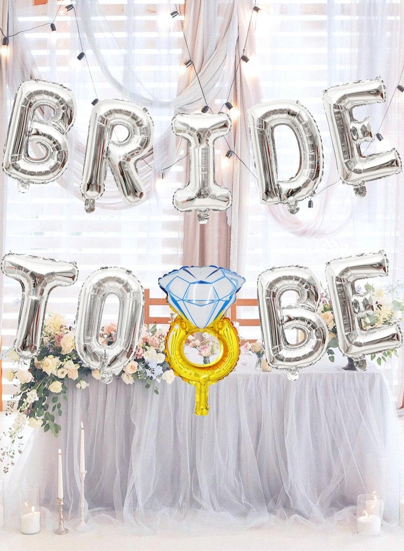 Bachelorette Party Decoration – Silver balloons with a golden wedding ring balloon that add an elegant touch to bridal showers and wedding day celebrations  - Image 1