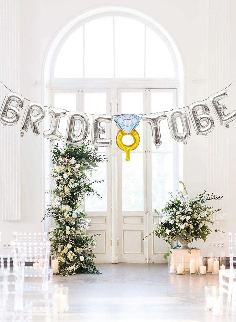 Bachelorette Party Decoration – Silver balloons with a golden wedding ring balloon that add an elegant touch to bridal showers and wedding day celebrations  - Image 2