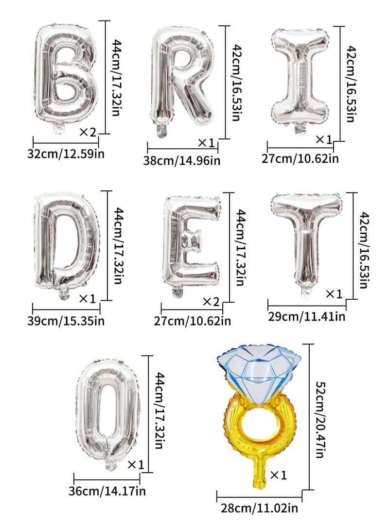 Bachelorette Party Decoration – Silver balloons with a golden wedding ring balloon that add an elegant touch to bridal showers and wedding day celebrations  - Image 3