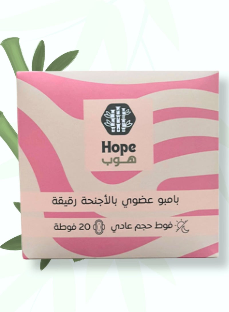 Hope Regular size sanitary pads 100% organic bamboo biodegradable eco-friendly superior protection and absorption, giving you double protection all day long - Image 1