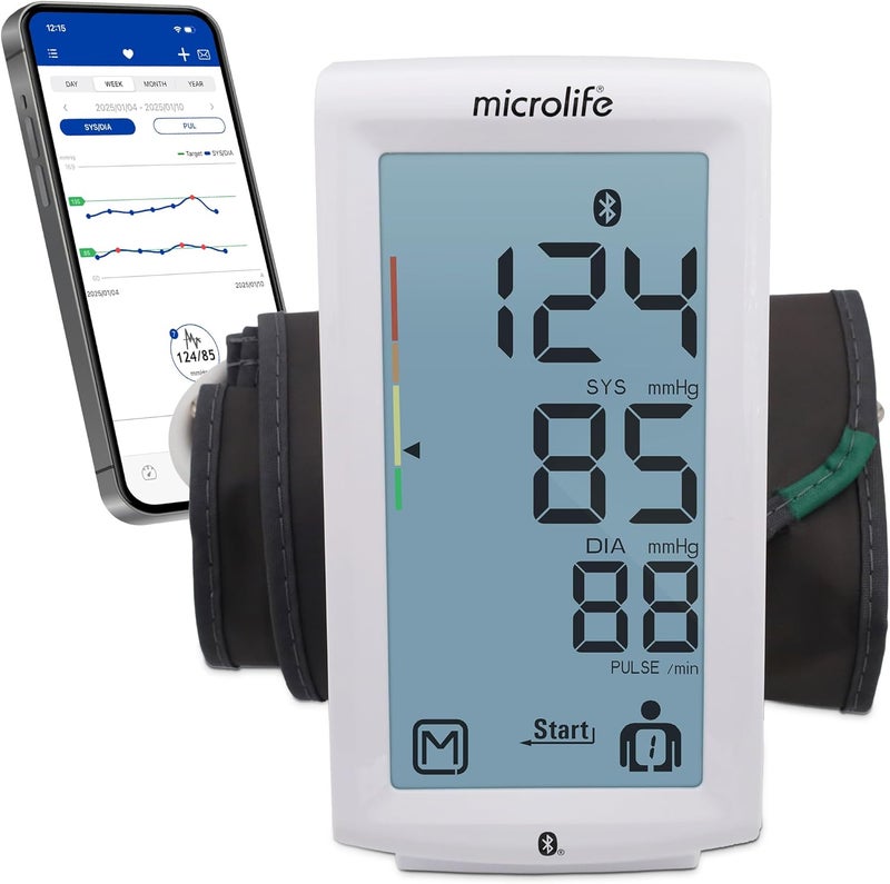 Microlife Series 800 Smart Upper Arm Blood Pressure Monitor for 2 Users Wide Range Cuff Fits Standard to Large Adult Arms Bluetooth Connect to Health App iOS and Android Compatible - Image 1