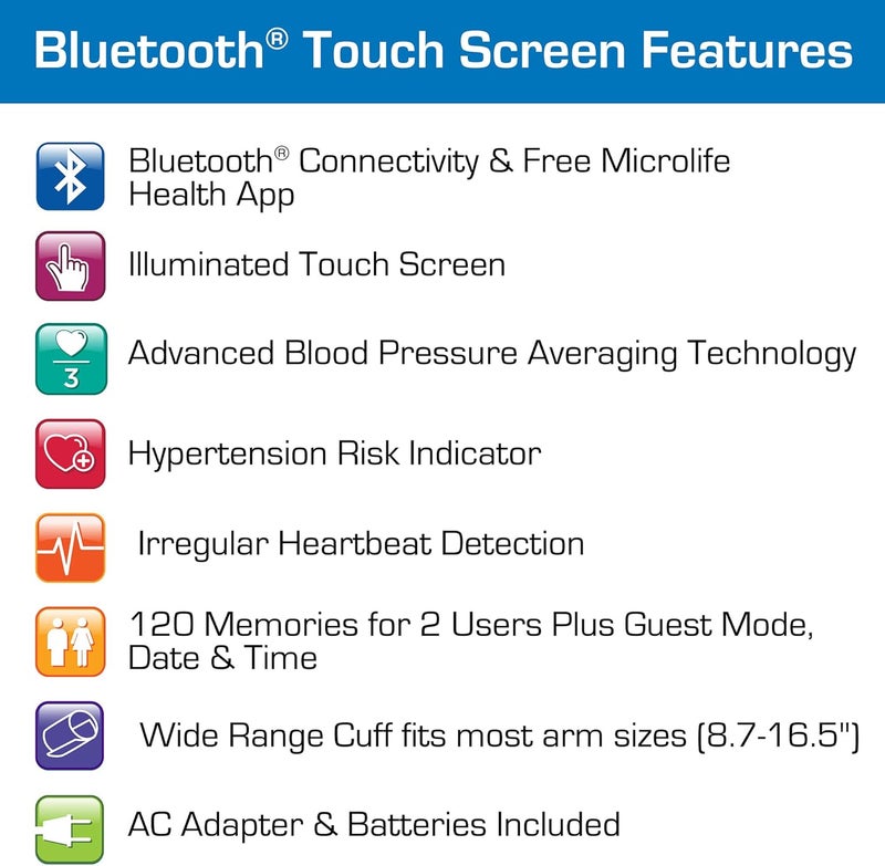 Microlife Series 800 Smart Upper Arm Blood Pressure Monitor for 2 Users Wide Range Cuff Fits Standard to Large Adult Arms Bluetooth Connect to Health App iOS and Android Compatible - Image 2
