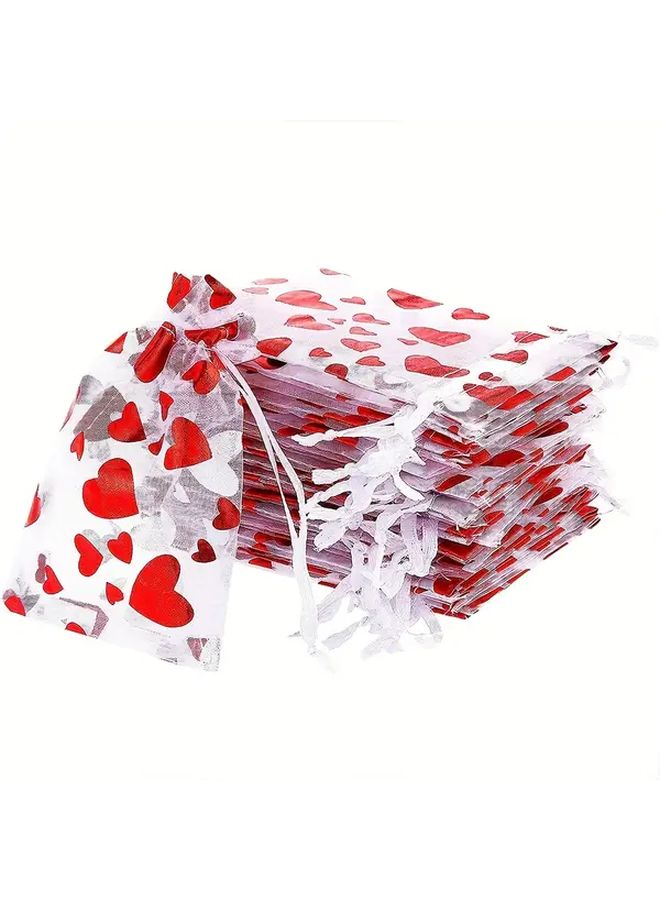 40 Pack Mini Heart Red Drawstring Gift Bags Valentine Peach Love Mesh Pouches Jewelry Cosmetic Organizer Bags 3.15 3.94 Inches - Image 5
